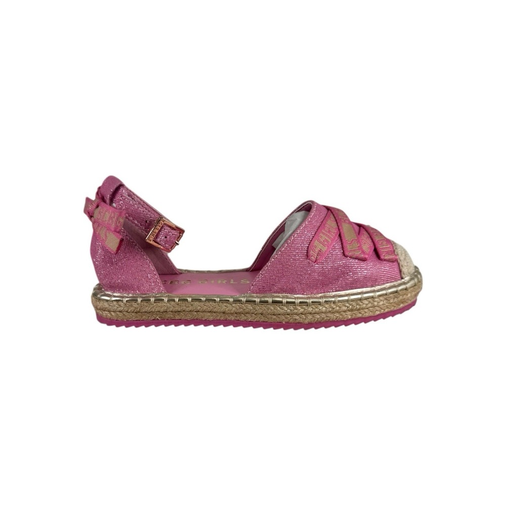 BCBG Girls pink glittery espadrille flat sandal Size 13 M